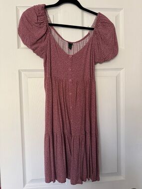 wild fable Mauve Dot Puff-Sleeve Mini Dress